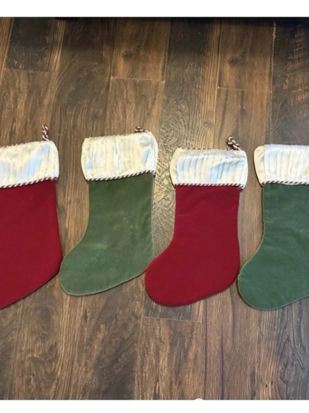 Source Unknown Red & Green Velvet Holiday Stockings with Cream Cuffs